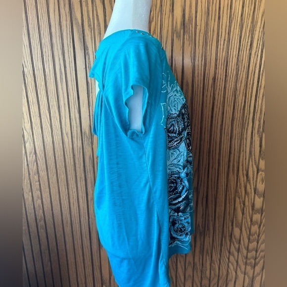 blue rose embellished short sleeve top size XXL - Picture 16 of 16